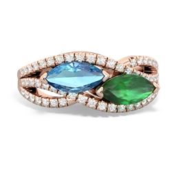 Blue Topaz Diamond Rivers 14K Rose Gold ring R3070