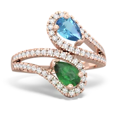 Blue Topaz Diamond Dazzler 14K Rose Gold ring R3000