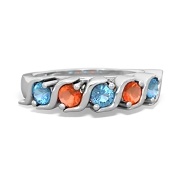 Blue Topaz Anniversary Band 14K White Gold ring R2089