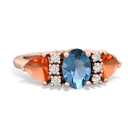 Blue Topaz Antique Style Three Stone 14K Rose Gold ring R2186