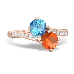 Blue Topaz Channel Set Two Stone 14K Rose Gold ring R5303