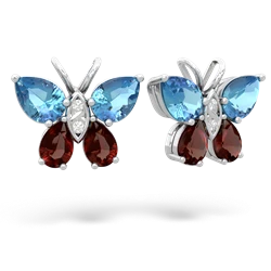 Blue Topaz Butterfly 14K White Gold earrings E2215