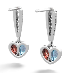 Blue Topaz Filligree Heart 14K White Gold earrings E5070