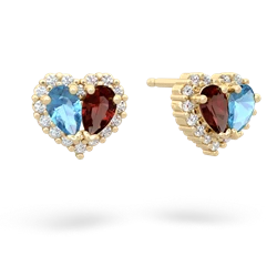 Blue Topaz Halo 14K Yellow Gold earrings E7008