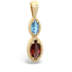 Blue Topaz Antique-Style Halo 14K Yellow Gold pendant P5700