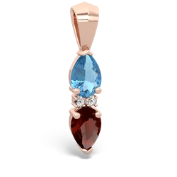 Blue Topaz Bowtie Drop 14K Rose Gold pendant P0865