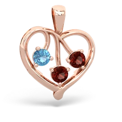 Blue Topaz Glowing Heart 14K Rose Gold pendant P2233