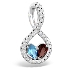 Blue Topaz Pave Twist 'One Heart' 14K White Gold pendant P5360