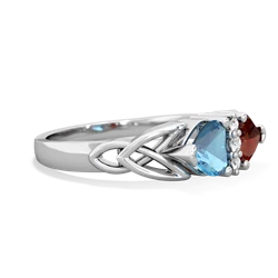 Blue Topaz Celtic Knot Double Heart 14K White Gold ring R5040