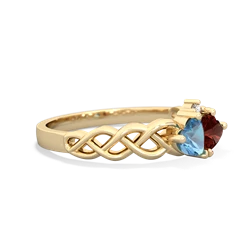 Blue Topaz Heart To Heart Braid 14K Yellow Gold ring R5870