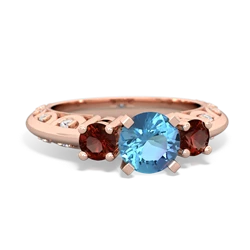 Blue Topaz Art Deco Eternal Embrace Engagement 14K Rose Gold ring C2003