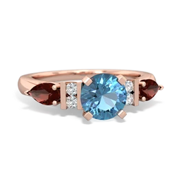 Blue Topaz 6Mm Round Eternal Embrace Engagement 14K Rose Gold ring R2005