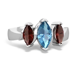 Blue Topaz Three Peeks 14K White Gold ring R2433