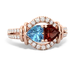 Blue Topaz Art-Deco Keepsake 14K Rose Gold ring R5630