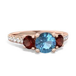 Blue Topaz Pave Trellis 14K Rose Gold ring R5500