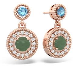 Blue Topaz Halo Dangle 14K Rose Gold earrings E5319