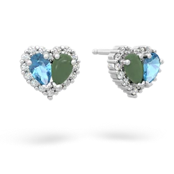 Blue Topaz Halo 14K White Gold earrings E7008