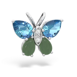 Blue Topaz Butterfly 14K White Gold pendant P2215