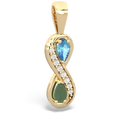 Blue Topaz Diamond Infinity 14K Yellow Gold pendant P5390