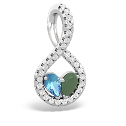 Blue Topaz Pave Twist 'One Heart' 14K White Gold pendant P5360