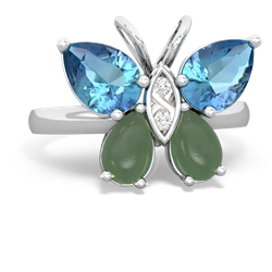 Blue Topaz Butterfly 14K White Gold ring R2215