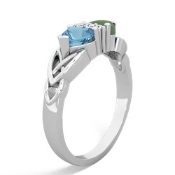 Blue Topaz Celtic Knot Double Heart 14K White Gold ring R5040