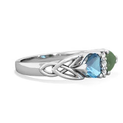 Blue Topaz Celtic Knot Double Heart 14K White Gold ring R5040