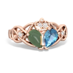 Blue Topaz 'One Heart' Celtic Knot Claddagh 14K Rose Gold ring R5322