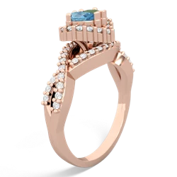 Blue Topaz Diamond Twist 'One Heart' 14K Rose Gold ring R2640HRT