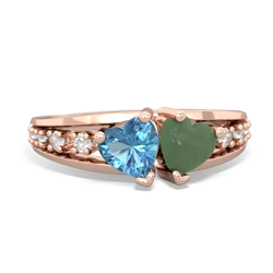 Blue Topaz Heart To Heart 14K Rose Gold ring R3342