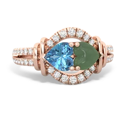 Blue Topaz Art-Deco Keepsake 14K Rose Gold ring R5630