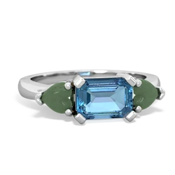 Blue Topaz Three Stone 14K White Gold ring R5235