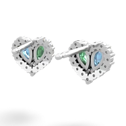 Blue Topaz Halo 14K White Gold earrings E7008