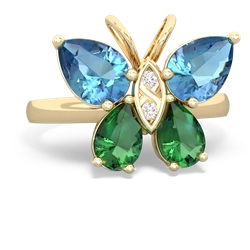 Blue Topaz Butterfly 14K Yellow Gold ring R2215