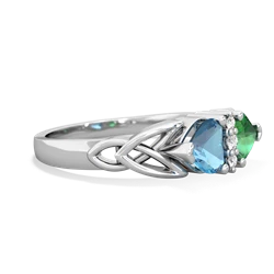 Blue Topaz Celtic Knot Double Heart 14K White Gold ring R5040