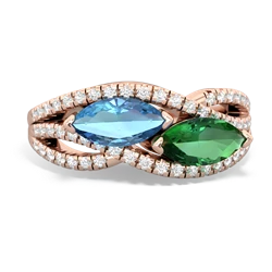 Blue Topaz Diamond Rivers 14K Rose Gold ring R3070