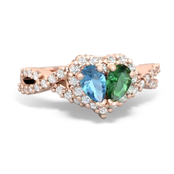 Blue Topaz Diamond Twist 'One Heart' 14K Rose Gold ring R2640HRT