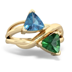 Blue Topaz Split Band Swirl 14K Yellow Gold ring R2341