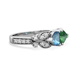 Blue Topaz Diamond Butterflies 14K White Gold ring R5601