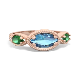 Blue Topaz Milgrain Marquise 14K Rose Gold ring R5700