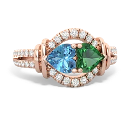 Blue Topaz Art-Deco Keepsake 14K Rose Gold ring R5630