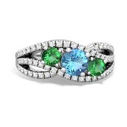 Blue Topaz Three Stone Aurora 14K White Gold ring R3080