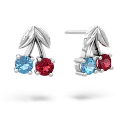 Blue Topaz Sweet Cherries 14K White Gold earrings E7001