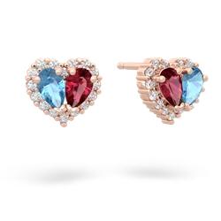 Blue Topaz Halo 14K Rose Gold earrings E7008