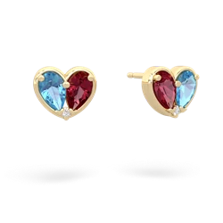 Blue Topaz 'Our Heart' 14K Yellow Gold earrings E5072