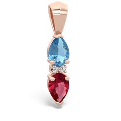 Blue Topaz Bowtie Drop 14K Rose Gold pendant P0865