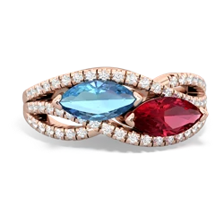 Blue Topaz Diamond Rivers 14K Rose Gold ring R3070