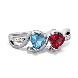 Blue Topaz Side By Side 14K White Gold ring R3090