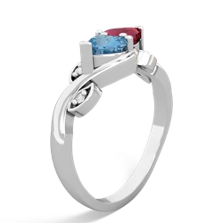 Blue Topaz Floral Elegance 14K White Gold ring R5790