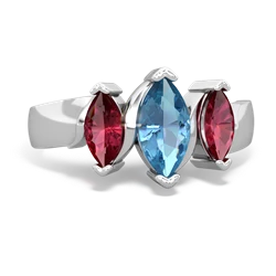 Blue Topaz Three Peeks 14K White Gold ring R2433